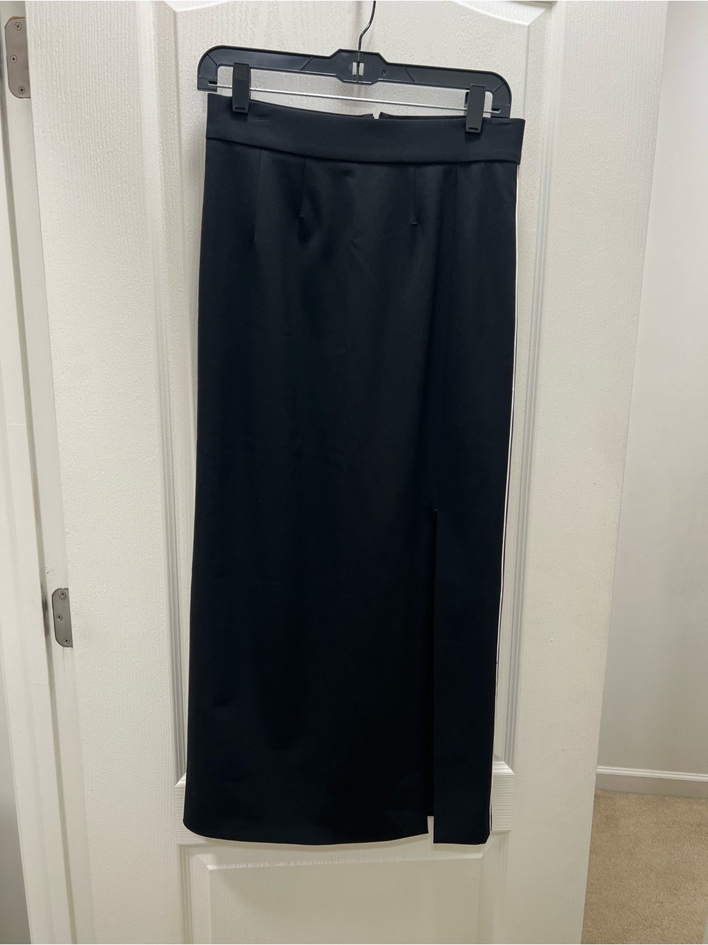 G.Label by Goop Black Midi Pencil Skirt w/ Side Slit & White Stripe on each side